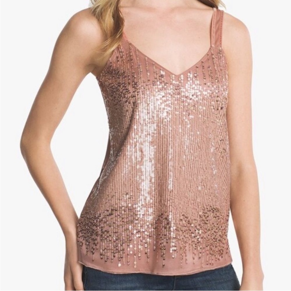 🆕 White House Black Market | Pink Sequin Overlay Top